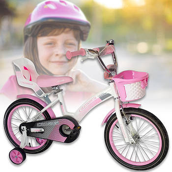 Дитячий велосипед з кошиком та сидінням для ляльки Crosser Kids Bike 16" Рожевий