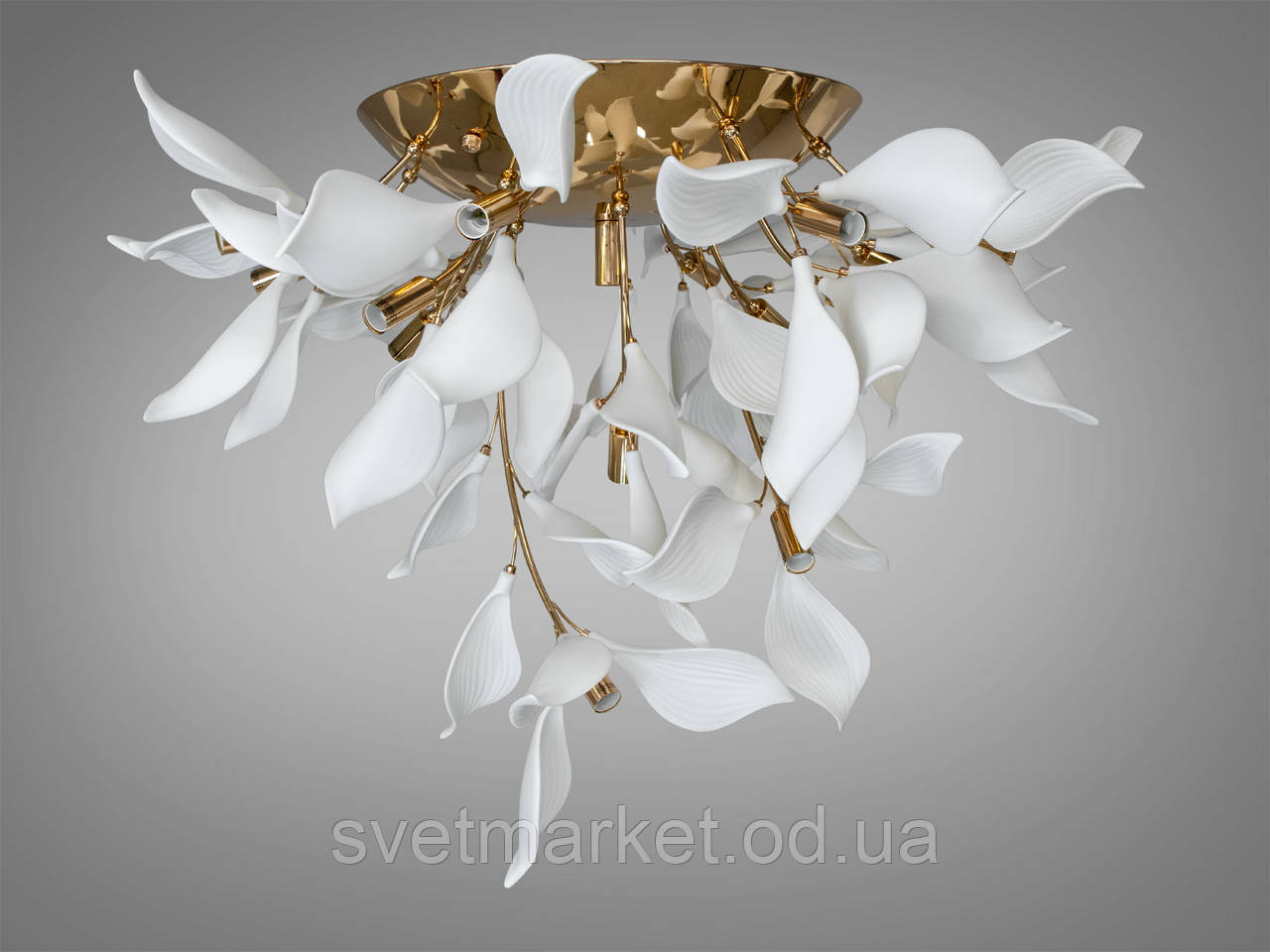 Сучасна стельова люстра з порцеляновими елементами 7172-16C GD, фото 1