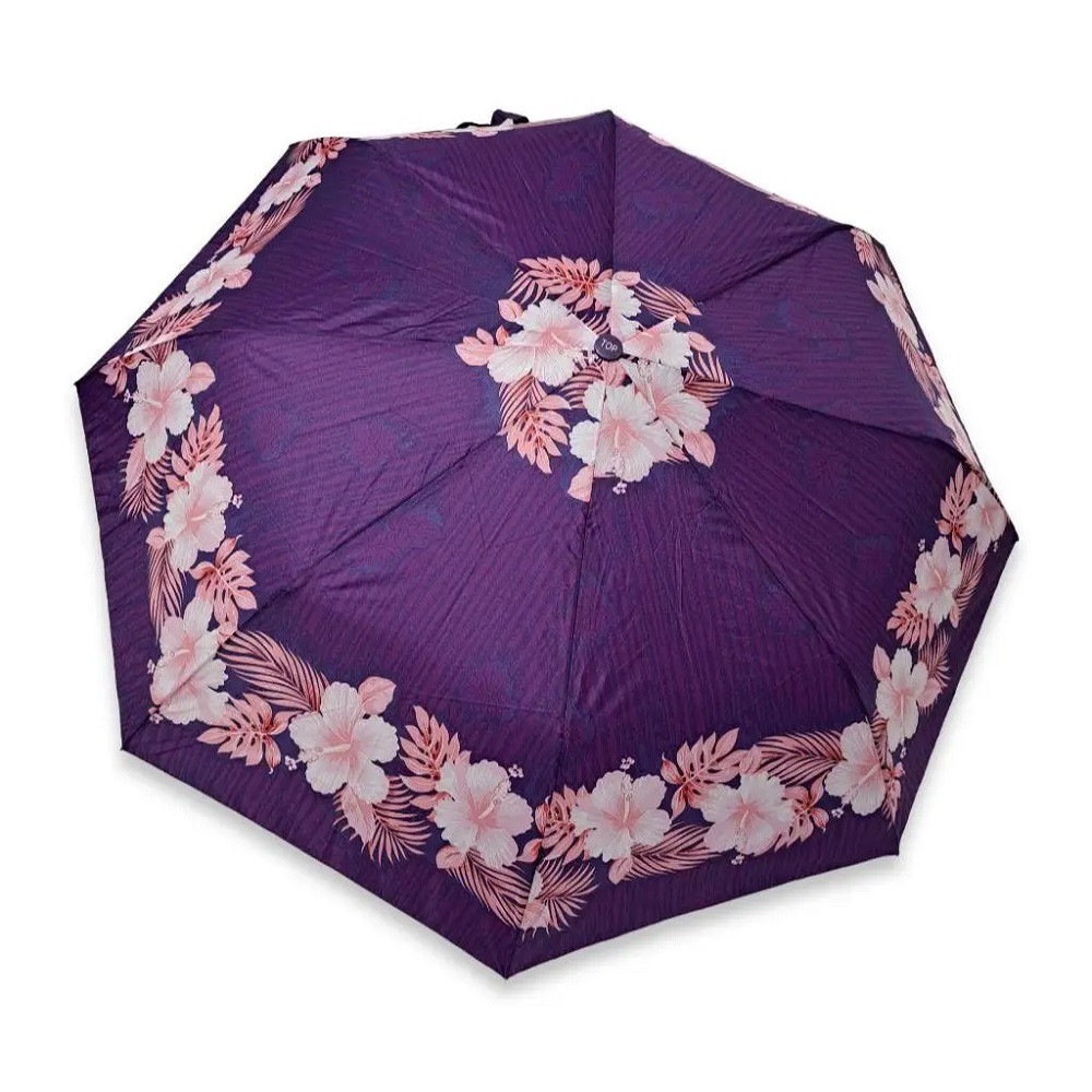 Парасолька з чохлом із поліестеру Stenson R95185 діаметр 110 см 8 спиць квітковий принт Фіолетовий з рожевим