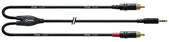Міжблоковий Y-кабель Cordial CFY 1,5 WCC, 1/8” TRS Plug – 2xRCA, чорний, довжина 1.5м