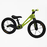 Дитячий біговел велобіг на нейлоновій рамі 14 дюймів Corso NL-83150 надувні колеса Зелений, фото 3
