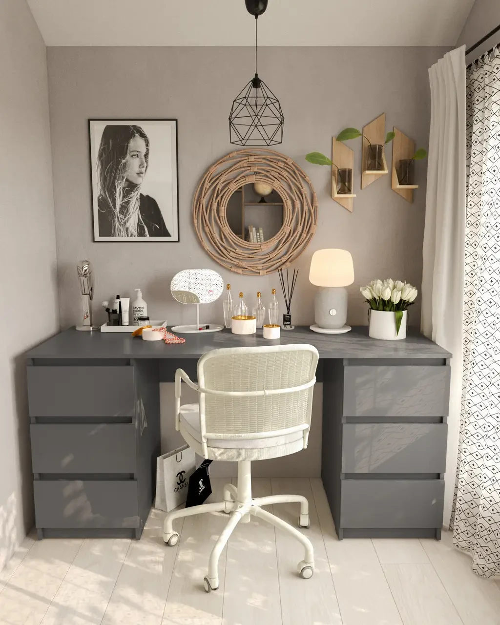 Стіл письмовий з 2 тумбами Ш1580*В758*Г600 антрацит, фото 1