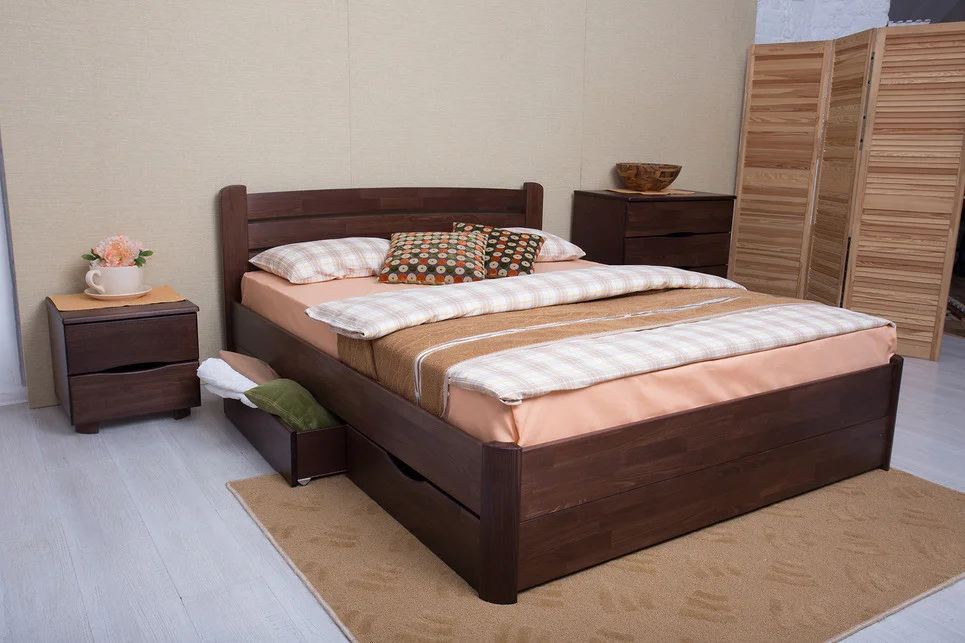 Ліжко двоспальне Софія з шухлядами 140-200 см (горіх темний), фото 1
