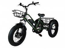 Триколісний електровелосипед VELOMOTOR CARGO 36-48V 500 W з кошиком (Зелений), фото 4