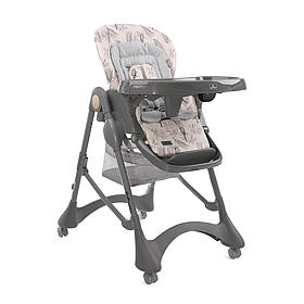 Дитячий регульований стільчик для годування немовлят Bellissimo Grey Parrots Pu Leather Lorelli Сірий