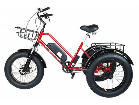 Триколісний електровелосипед VELOMOTOR CARGO 36-48V 500 W з кошиком (Червоний), фото 1