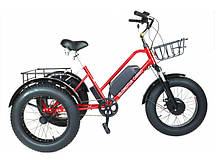 Триколісний електровелосипед VELOMOTOR CARGO 36-48V 500 W з кошиком (Червоний), фото 5