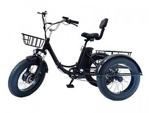 Триколісний складаний електровелосипед VELOMOTOR CARGO 500 W з кошиком (Чорний), фото 3