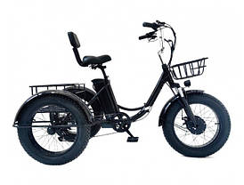 Триколісний складаний електровелосипед VELOMOTOR CARGO 500 W з кошиком (Чорний), фото 5