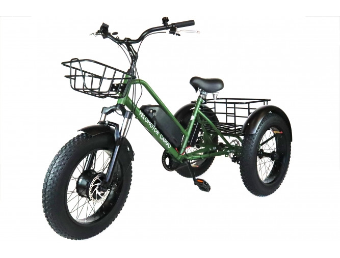 Триколісний електровелосипед VELOMOTOR CARGO 500 W 48 В 12 А·год ЗЕЛЕНИЙ