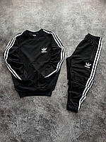 Чоловічий чорний спортивний костюм Adidas 2в1 весна осінь з лампасами, Демісезон спорт костюм Адідас чорного кольору Світшот Штани