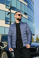 Чоловіча однотонна чорна куртка весняна осіння зі знімним капюшоном , Демісезонна куртка чорного кольору на холлофайбері