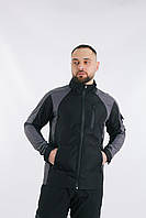 Чоловіча весняна куртка сіра непромокальна softshell, Осіння куртка-вітровка сірого кольору без капюшона