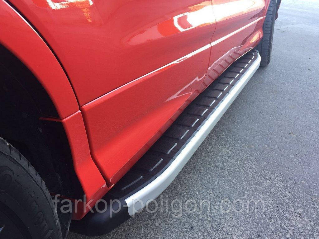 Бокові пороги Fullmond (2 шт, алюм.) З чорним листям на дверях для Ford Kuga/Escape 2013-2019 рр