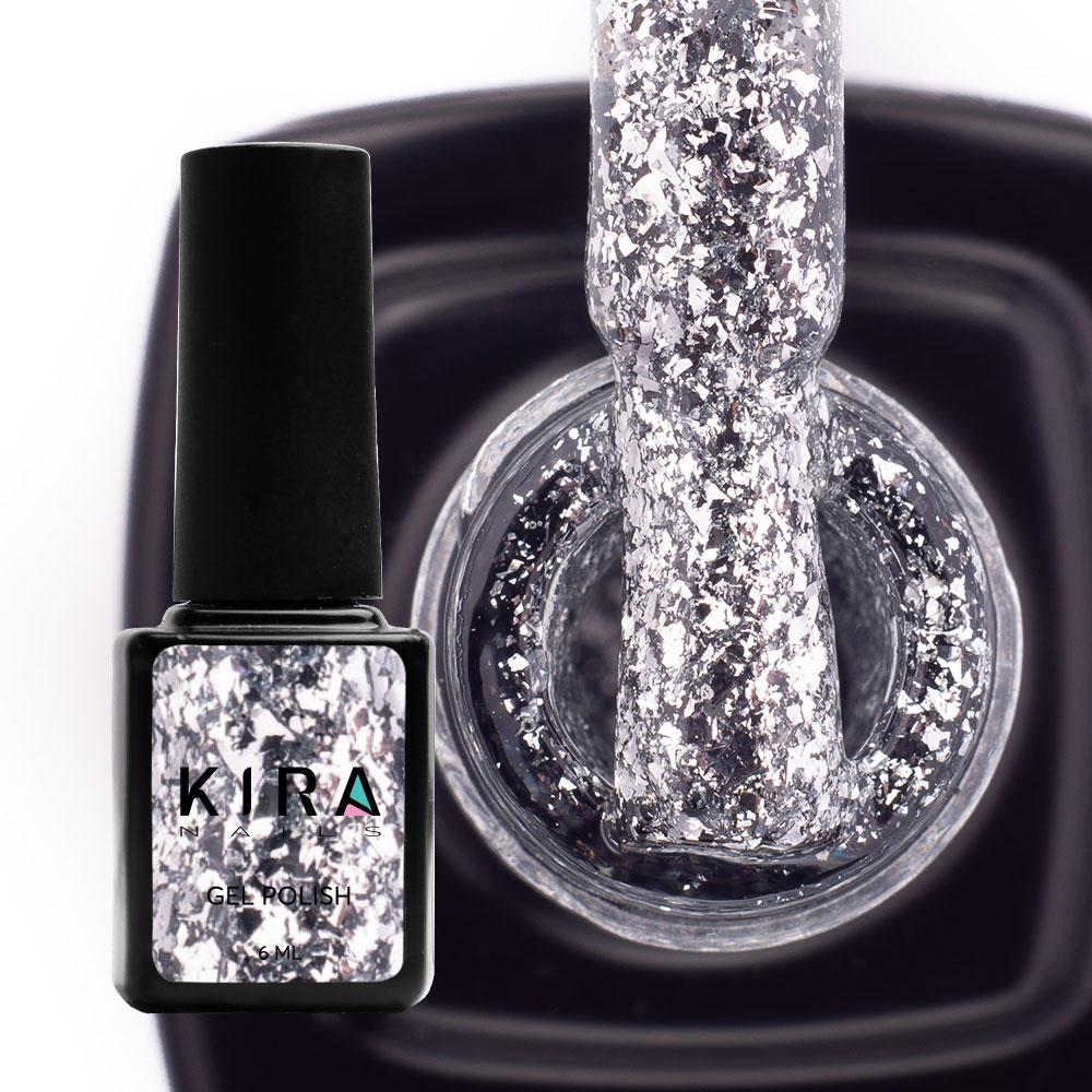 Гель-лак Kira Nails Shine Bright №001 (срібло з блискітками), 6 мл
