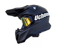 Кроссовый мото шлем эндуро Black Racer X-Drive + очки в подарок