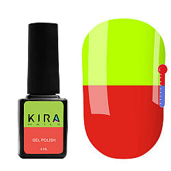 Гель-лак Kira Nails Termo №T07, 6 мл (цегляно-червоний, при нагріванні - кислотно-жовтий)