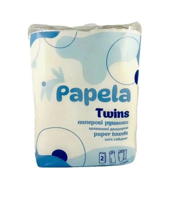 Рушник паперовий Papela Twins 2 шт/уп., 2-шар, 8,5м/рулон (4820270940143)