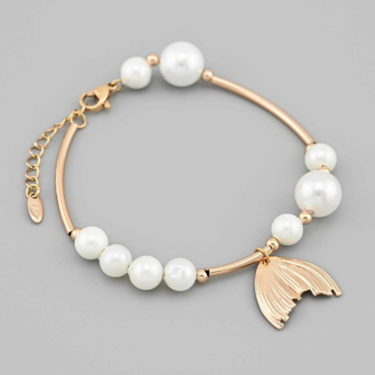 Браслет Скарби Атлантиди 49372 ширина 7 мм штучні перли позолота 18К довжина 17+3, фото 1