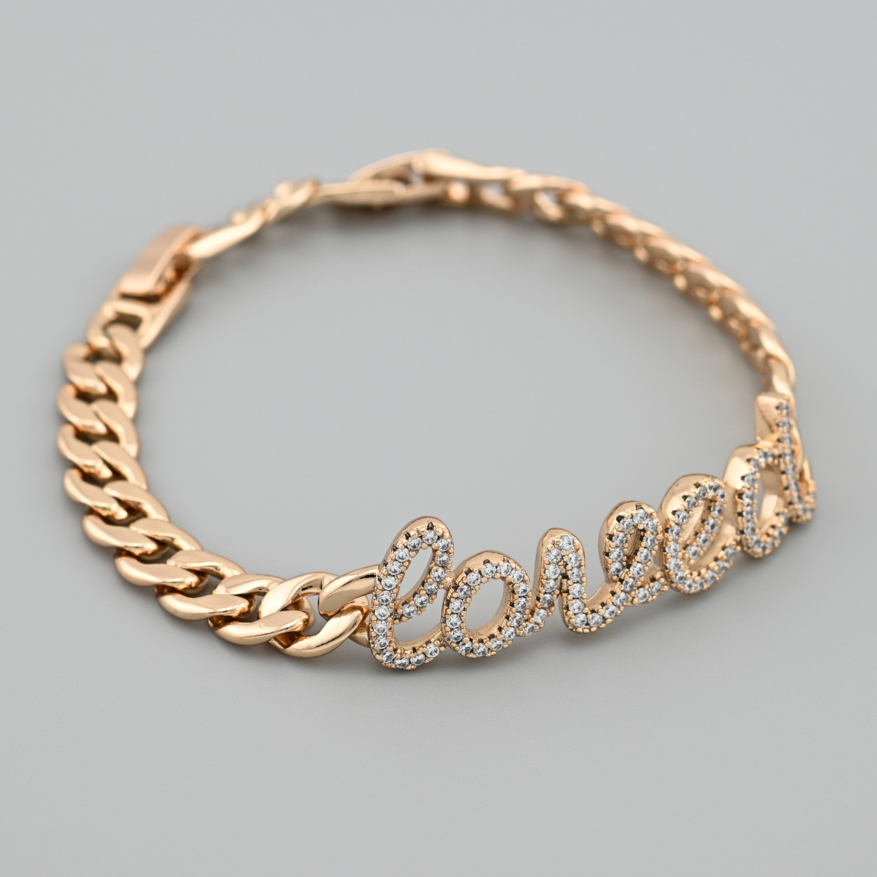 Браслет Loved 49364 ширина 7.5 мм білі фіаніти позолота 18К довжина 17+3, фото 1