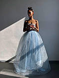 Жіночий вечірній костюм з фатиновою спідницею максі і корсетом зі стразами, фото 7