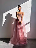 Жіночий вечірній костюм з фатиновою спідницею максі і корсетом зі стразами, фото 8