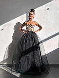 Жіночий вечірній костюм з фатиновою спідницею максі і корсетом зі стразами, фото 9