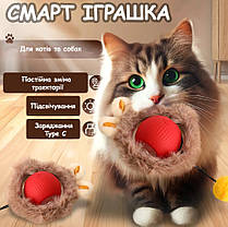 Интерактивный автоматический мячик игрушка для животных кошек и маленьких собак с USB-зарядкой Smart Cat Ball., фото 6