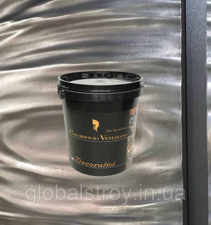 Декоративне покриття рідкий метал титан Colorificio Veneziano Aurea Argento А+В+С комплект 1 кг, фото 1