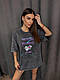 Базова літня трендова жіноча бавовняна графіт вільна подовжена футболка варенка оверсайз 42-48, фото 5