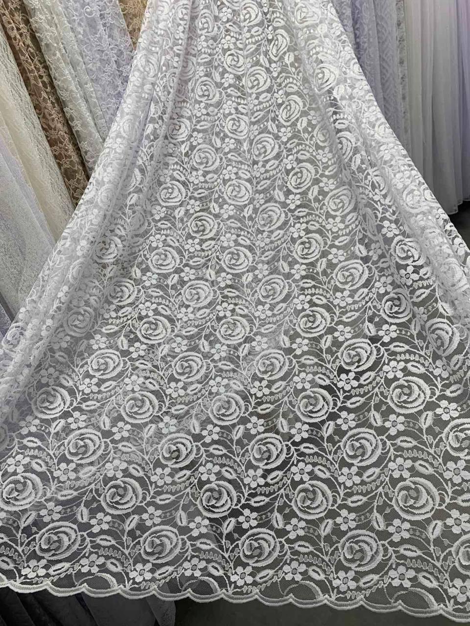 Тюль гіпюр  на метраж 2,8 м різні кольори - білий