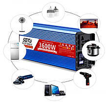 Инвертор SUTU ST-3600JZ 3600W 12V/220V чистый синус с дисплеем, для питания бытовой техники, фото 4