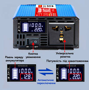 Инвертор SUTU ST-3600JZ 3600W 12V/220V чистый синус с дисплеем, для питания бытовой техники, фото 3