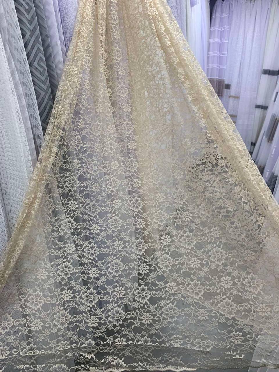 Тюль гіпюр  на метраж 2,8 м різні кольори - кремовий