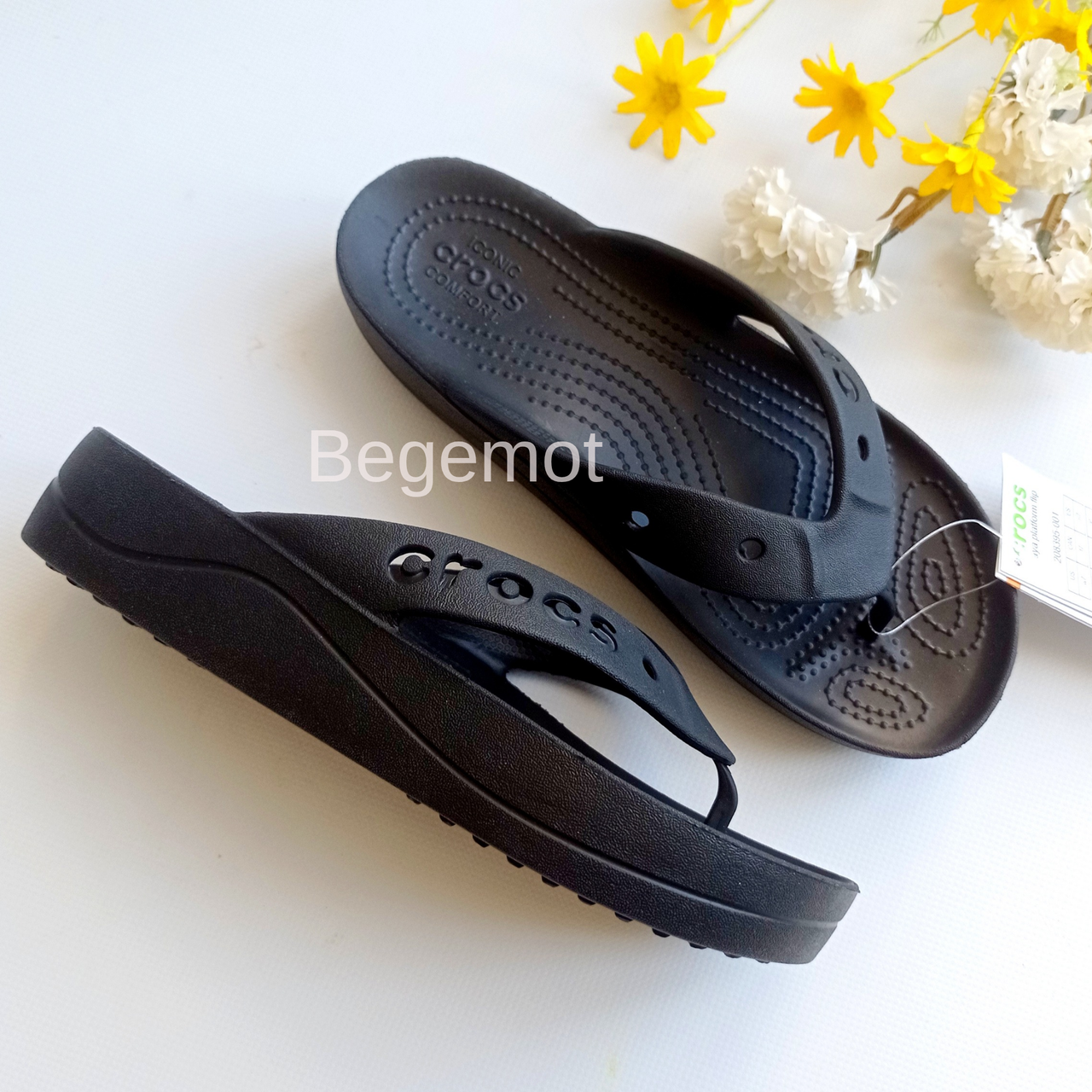 Вьетнамки женские CROCS CLASSIC PLATFORM FLIP Чорний