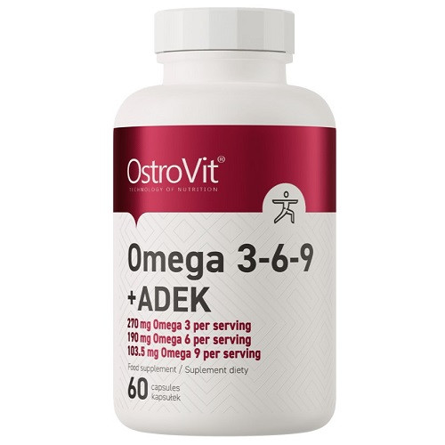 Вітаміни омега 3 OstroVit Omega 3-6-9 + ADEK (60 капсул.)