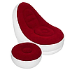 Надувний диван-крісло з пуфиком для ніг 116х98х83см Air Sofa, Червоний / Надувне велюрове крісло з пуфом, фото 3