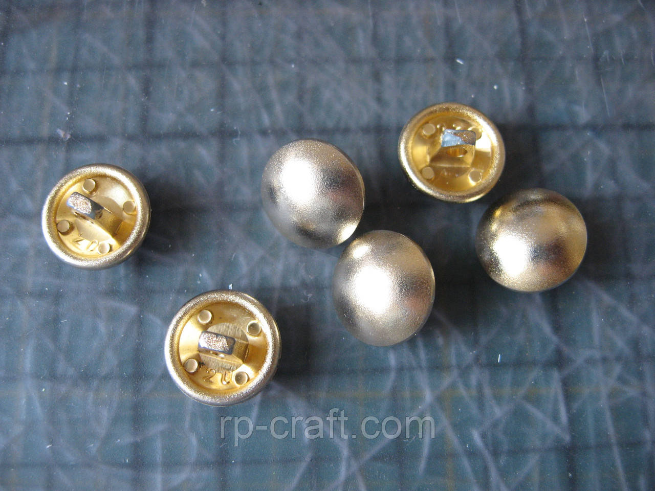 213. Набір пластикових гудзиків, 6 штук, 8х13х13 мм, золотисті, фото 1