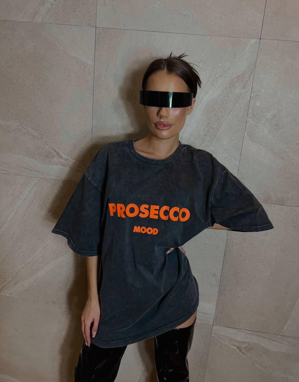 Базова літня жіноча трендова бавовняна PROSECCO вільна подовжена футболка варенка 42-48 Туреччина