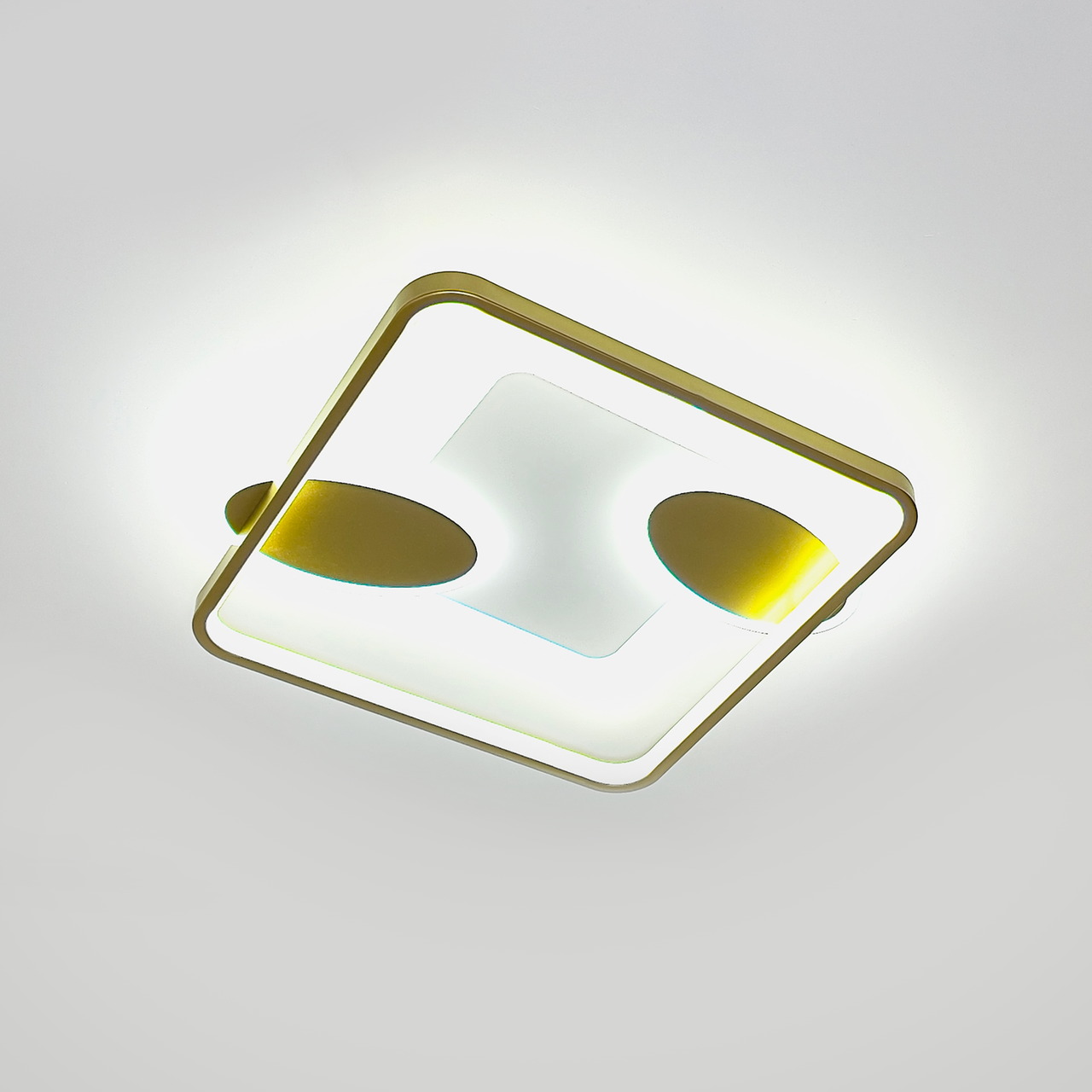 Квадратна Led люстра 94 Вт у золотому корпусі до 15 м² (87-9304/S PLG+WH)
