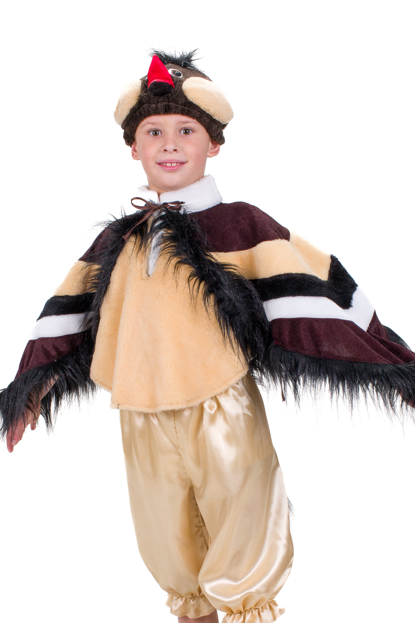 Дитячий маскарадний костюм Горобець з велюру та атласу на хлопчика р. 110-130, фото 1