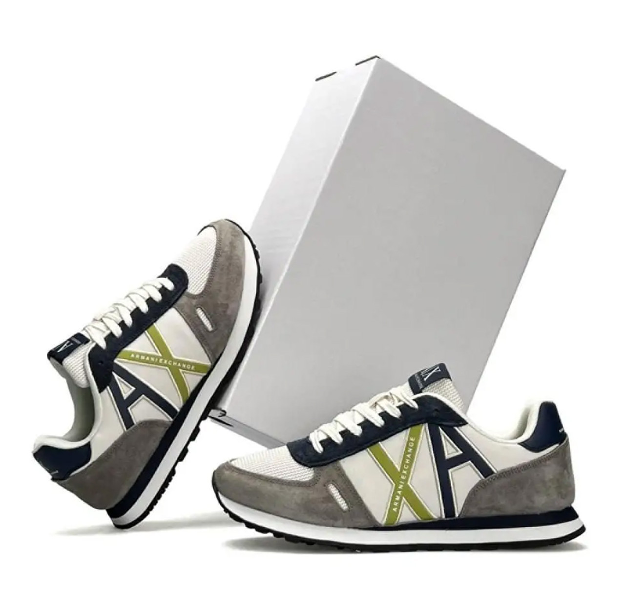 Чоловічі кросівки замша текстиль Armani Exchange AX Grey White, кеди армані замшеві текстильні Чоловіче взуття, фото 1