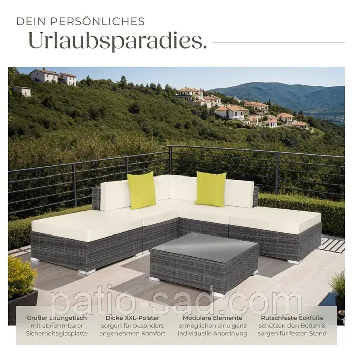 Набір меблів із техноротангу для відпочинку Paris сірого кольору, фото 1