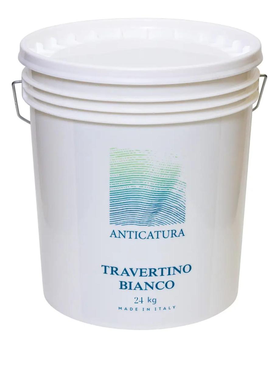 Готова вапняна штукатурка травертин ANTICATURA TRAVERTINO BIANCO AQUA 24 кг
