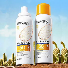 Солнцезащитный спрей с экстрактом риса BIOAQUA SPF 50+ RICE RAW PULP, 150 мл.