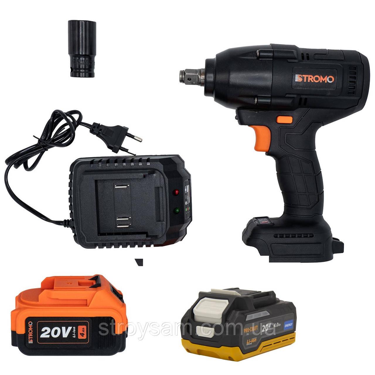 Гайковерт ударний акумуляторний Stromo AWA25 ( 600Hm ) (2 АКБ 20В 4Аг), фото 1