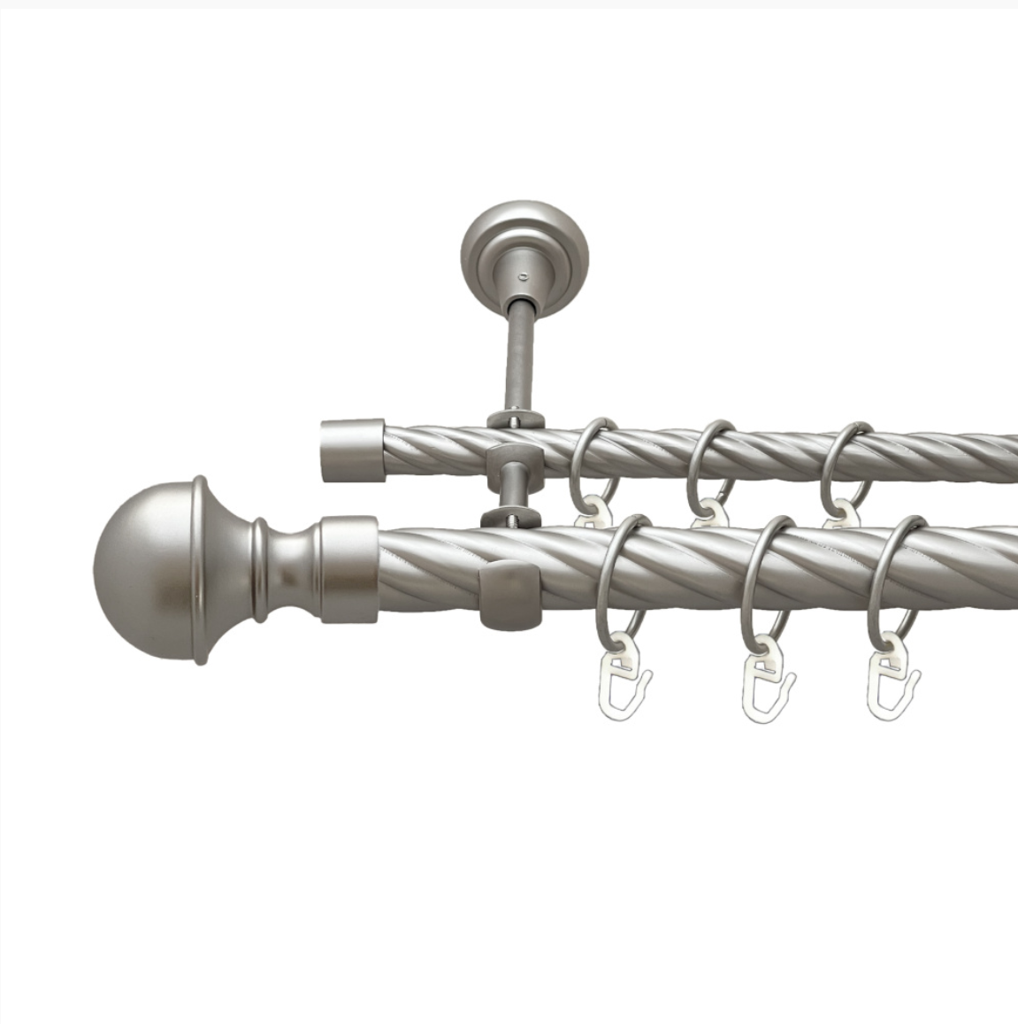 Карниз кований для штор подвійний сатин Бостоні 25мм х 16мм діаметр твістер комплект, фото 1