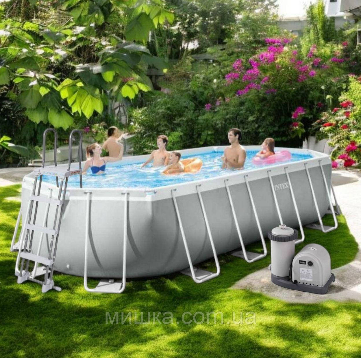 Каркасний басейн Intex 26798, 610*305*122 см, сходи, насос (5 678 л/г), тент, підстилка