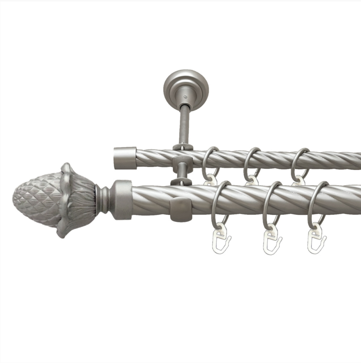 Карниз кований для штор подвійний сатин Шишка 25мм х 16мм діаметр твістер комплект, фото 1