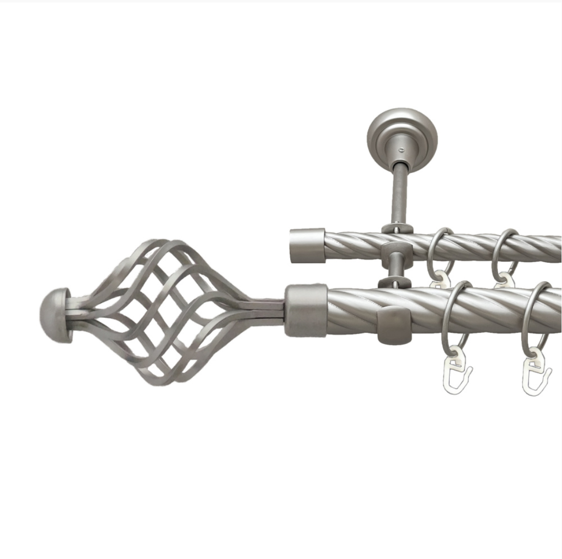 Карниз кований для штор подвійний сатин Навона 25мм х 16мм діаметр твістер комплект, фото 1